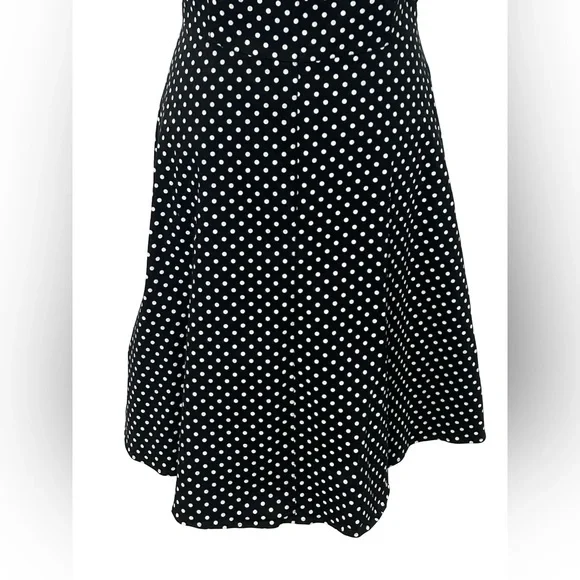 K & Co Polka Dot Dress Black White Fit Flare Sleeveless 10 Wedding Guest Retro - Picture 7 of 8